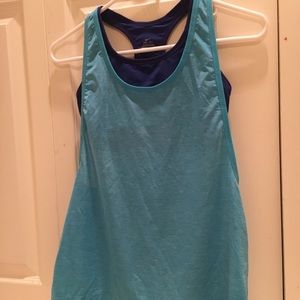 NIKE TWO IN ONE DRI FIT PRO TANK BLUE NWOT XS
